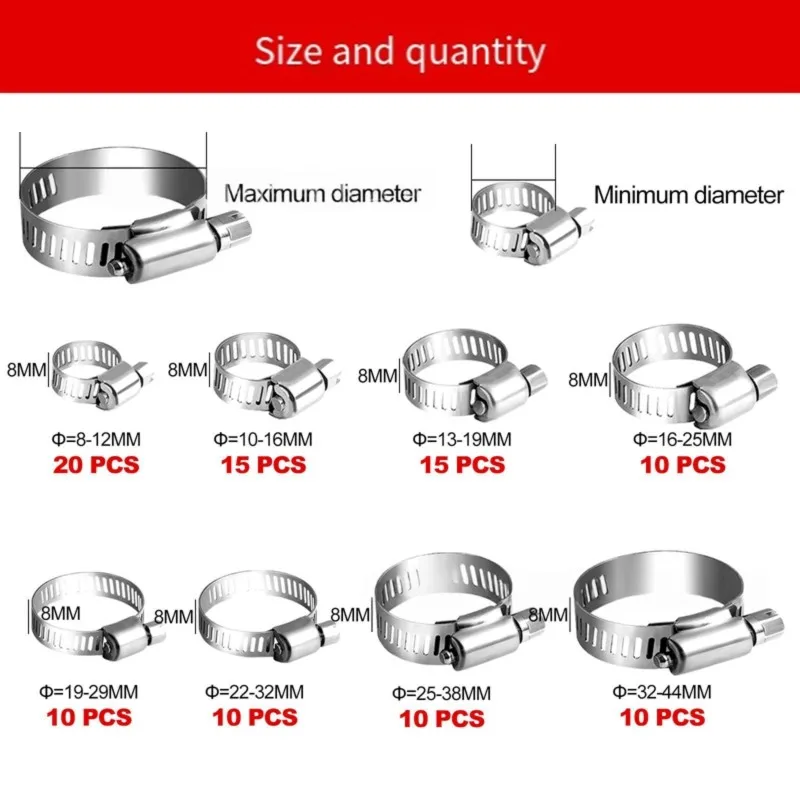 ABFU-For Industrial Plumbing And Automotive Application Hose Clamps Stainless Steel Worm Drive Tube Clips
