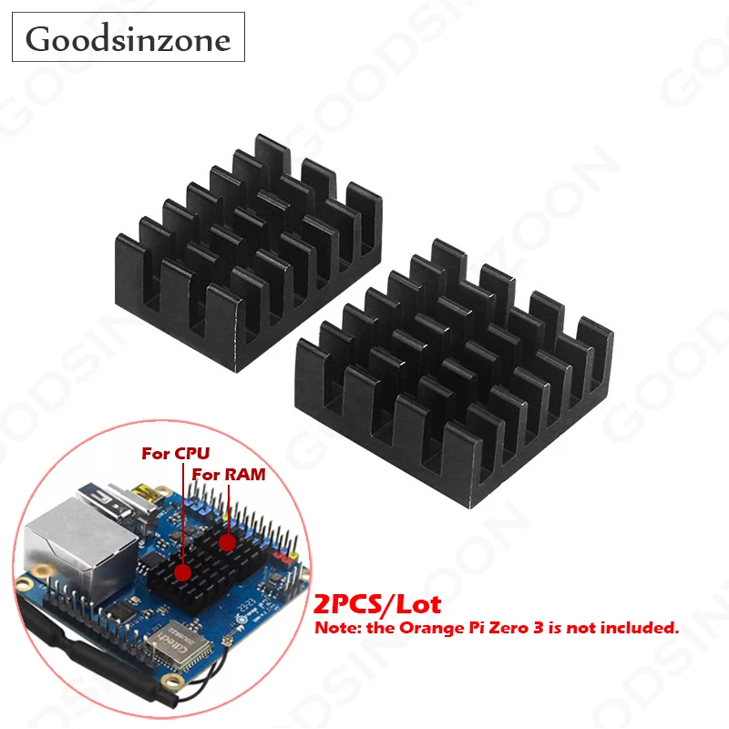 Kit de disipadores de calor de 2 piezas para Orange Pi Zero 3, disipador de calor de aluminio Orange Pi Zero 3 con cinta adhesiva conductora térmica 2 piezas
