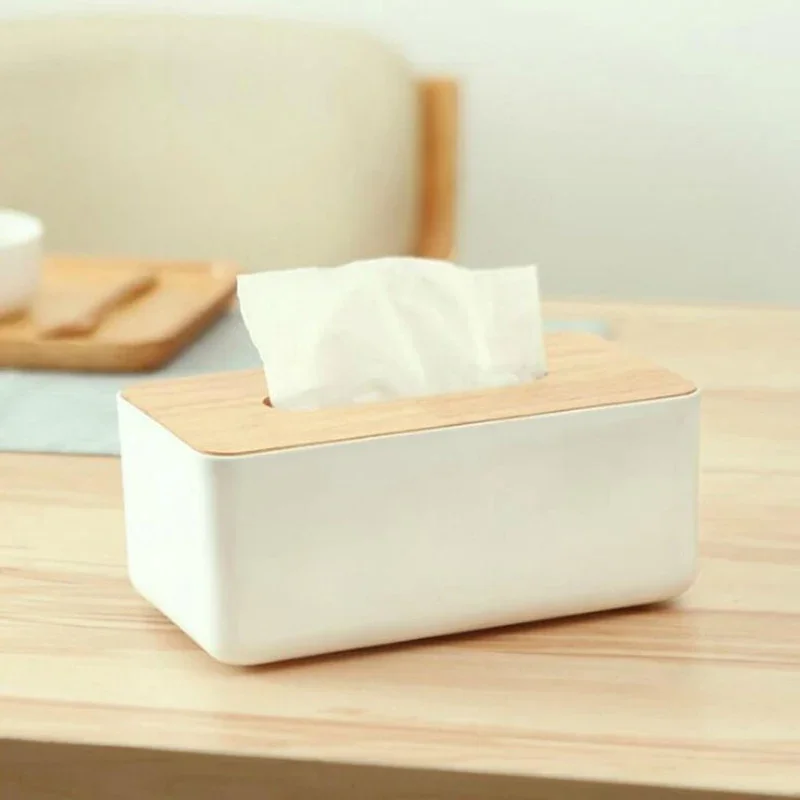 Tissue Box Wooden Cover Toilet Paper Box Solid Wood Napkin Holder Case Simple Stylish Home Car Tissue Paper Dispenser