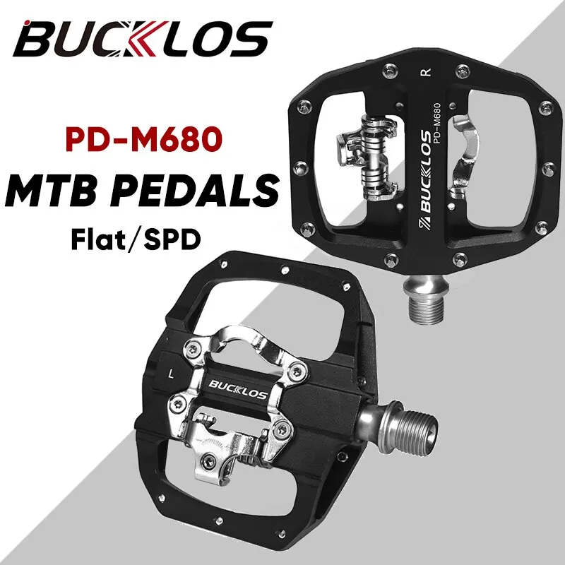 BUCKLOS Mountain Bike Pedals 3 Sealed Bearing PD-M680 Dual Clipless Flat & Lock Pedal Aluminum Cycling Pedals Fit Shimano SPD