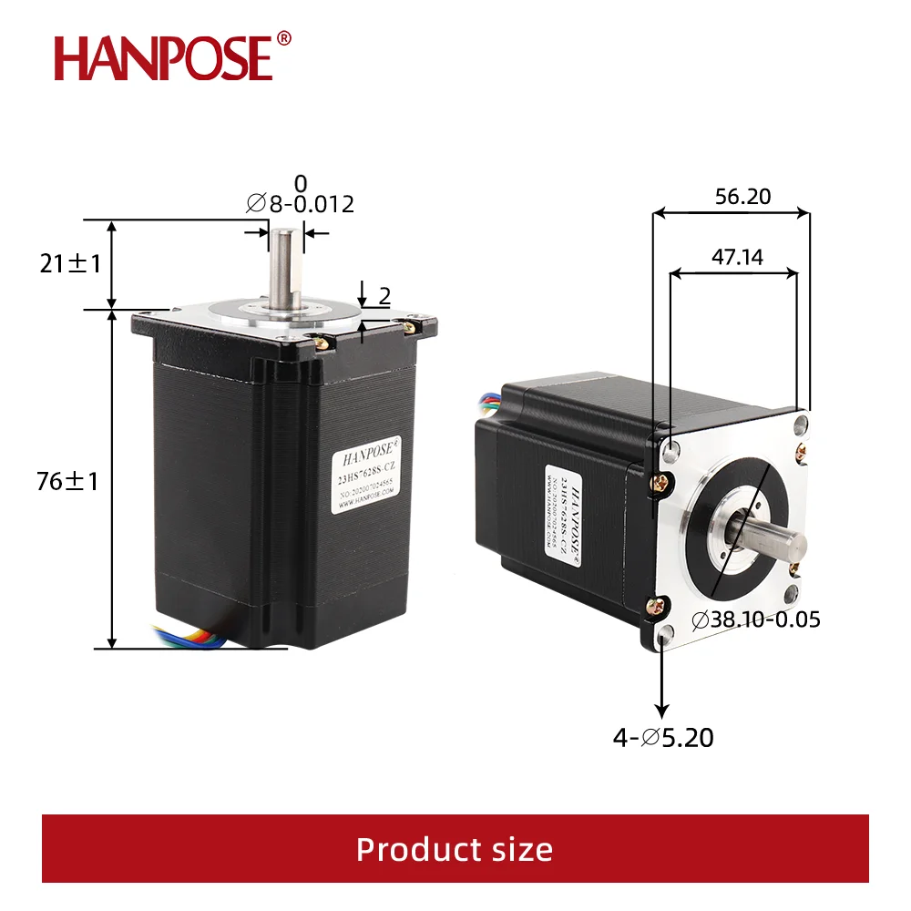 2.8A 189N.cm 4 Leads Nema23 Stepper Motor 24V 2 Phase 1.8 Degree 23HS7628-CZ 3D Printing Parts Rear Output for Medical Industry