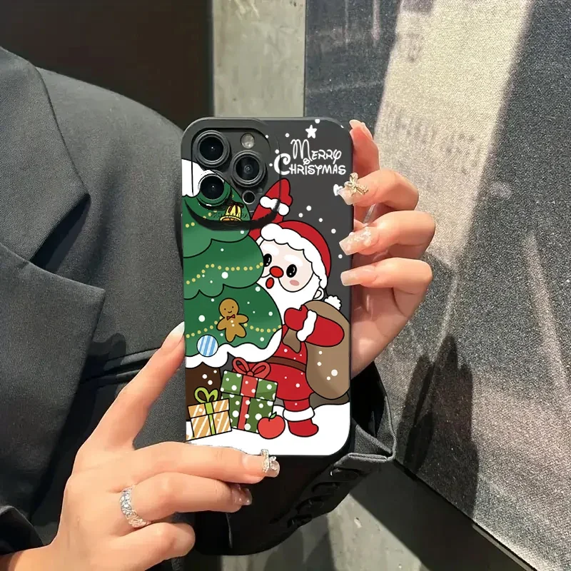 Shoockproof Christmas Santa Claus Phone Case For iPhone 16 15 Plus 14 13 12 Mini 11 Pro Max X XR XS 7 8 Plus SE2 Soft Cover