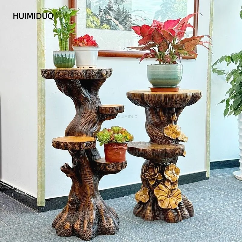 Stump Ornament Root Carving Art Floor-to-ceiling Handicrafts Living Room TV Cabinet Next To Multi-functional Flower Stand Housew