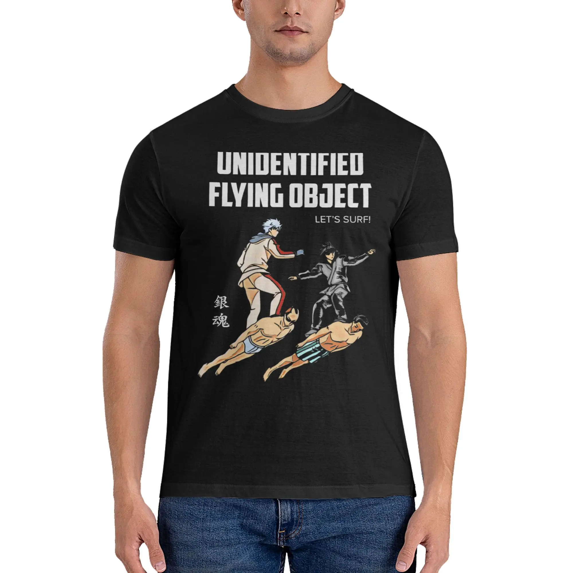 Gintama UFO Funny Lets Surf Gintoki T Shirt for Men Women 100% Cotton T-Shirts Round Collar  Tee Shirt Short Sleeve Clothing