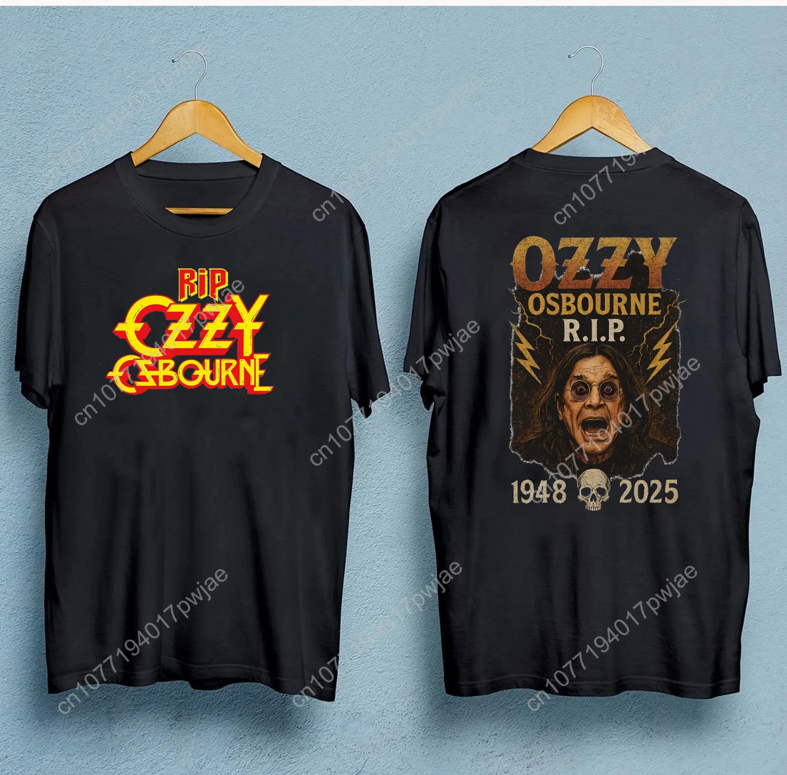 RIP 오지 오스본 1948-2025 추억에 감사드립니다 그래픽 티셔츠 평화롭게 휴식하라 헤비 메탈 대부 여성 남성 코튼 티셔츠