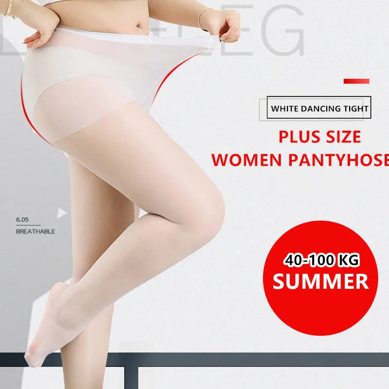 New 5D Plus Size Women White Tights Sexy Breathable Transparent Women Pantyhose Spring Autumn Nylon Tights Stretchy Stockings