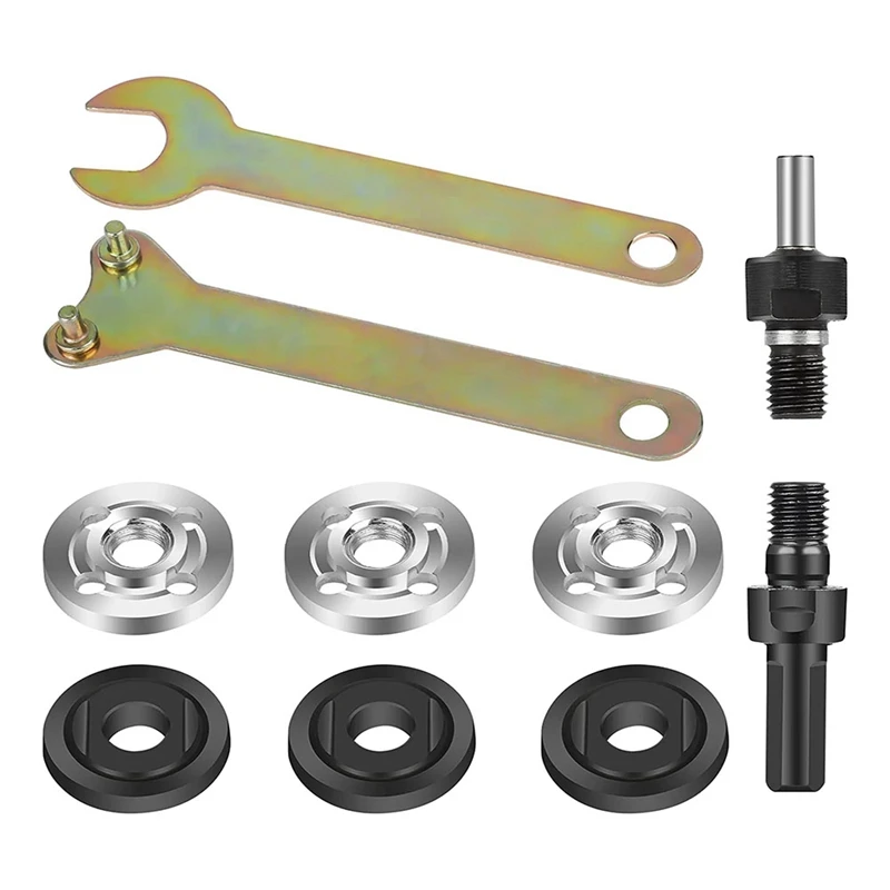 

AC23-Drill Angle Grinder Adapter, 6Mm/10Mm Arbor Mandrel Adaptor With Flange Nut Parts Set And 2 Spanner Wrench