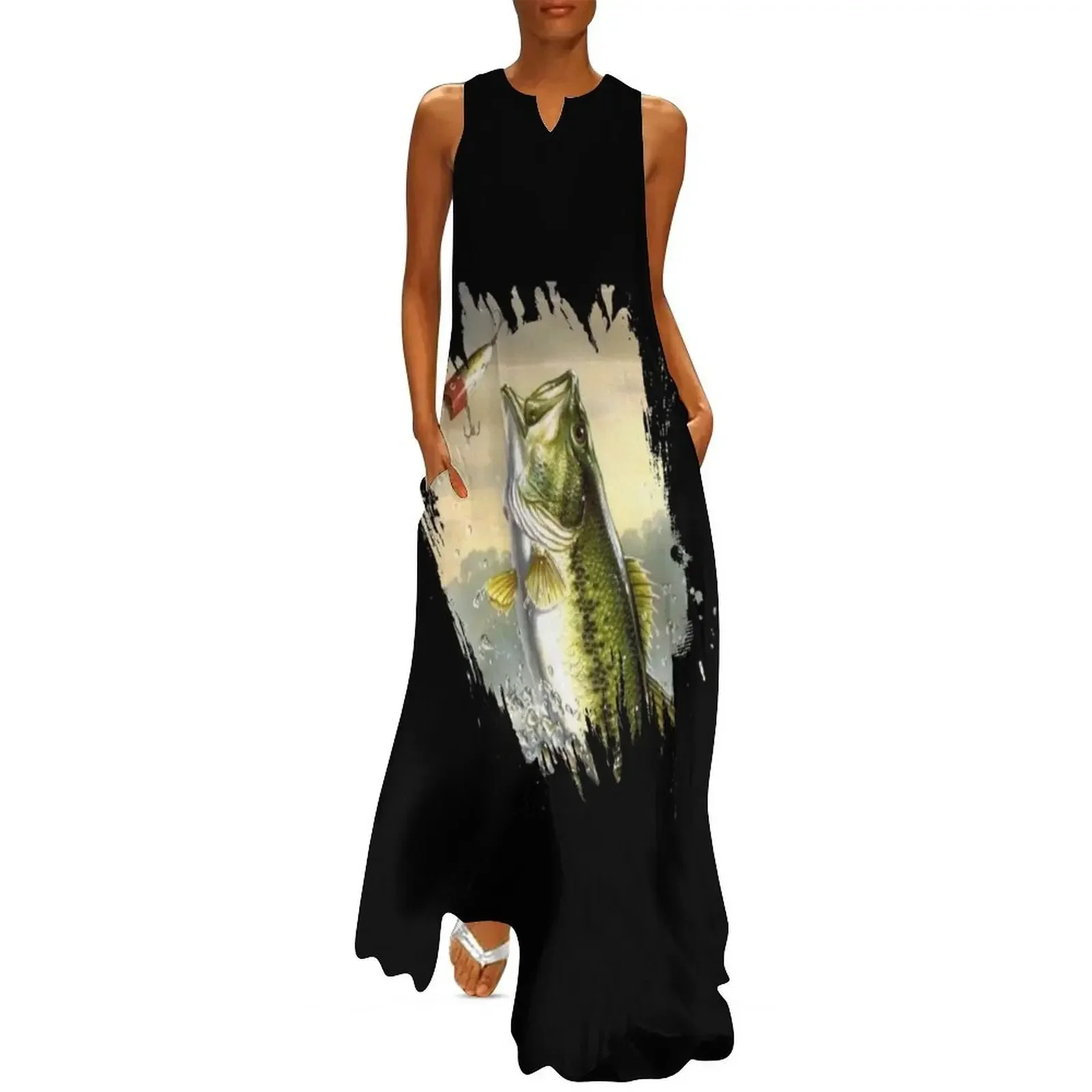 

Largemouth Bass Fishing for men Cool Fish Hunting Lovers Long Dress women party dresses Dress