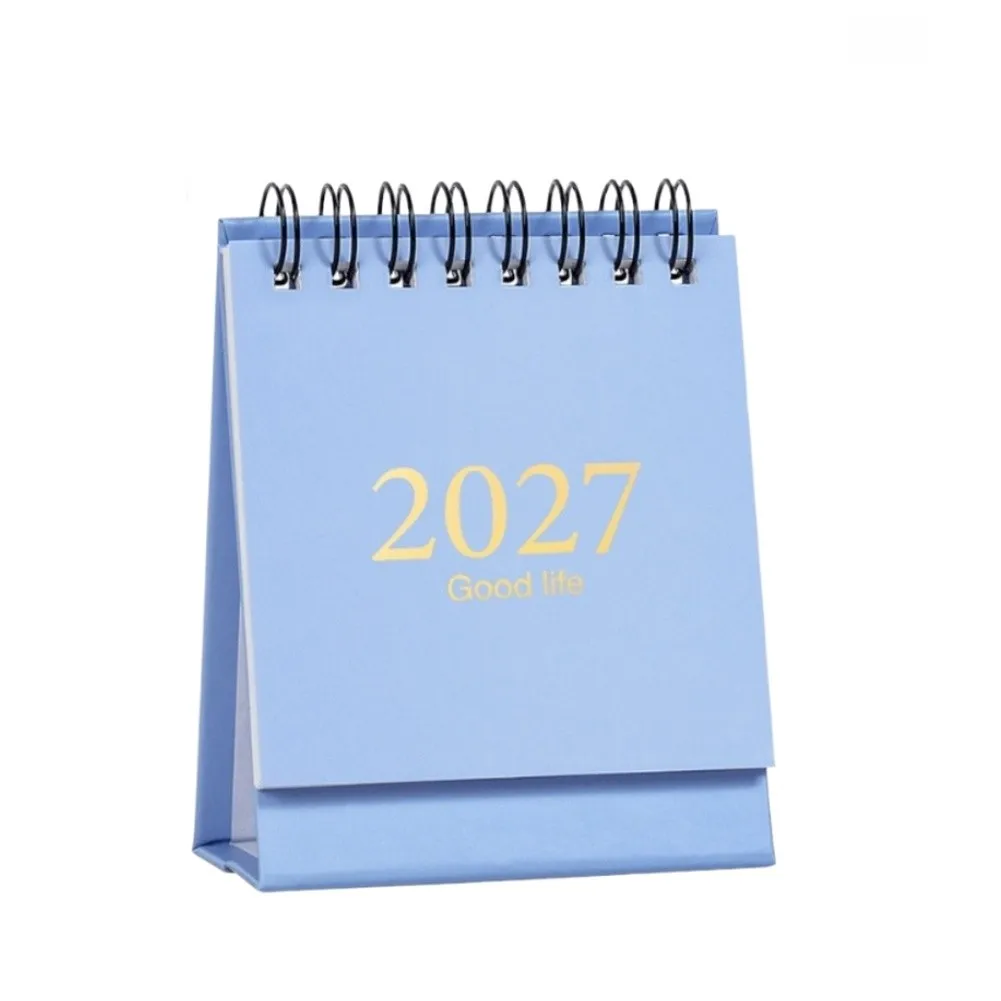 2026 to 2027 Desk Calendar Twin Wire Bound Monthly Flip Planner Compact 4.8 x 3 x 2.5 Inch for Home and Office Use