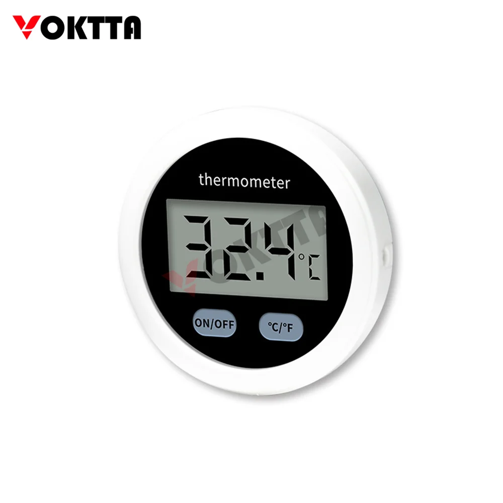 VOKTTA LCD Round Digital Thermometer with External Probe for Fish Tank Refrigerator Freezer Aquarium Crawling Pets -50~110℃