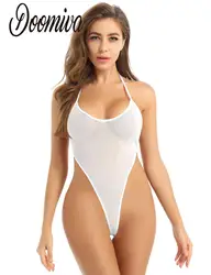 Womens See Through One Piece Swimsuit High Cut Micro Monokini Bikini Mini Mesh Bathing Suit Slim Lingerie Bodysuit Sexy Swimwear