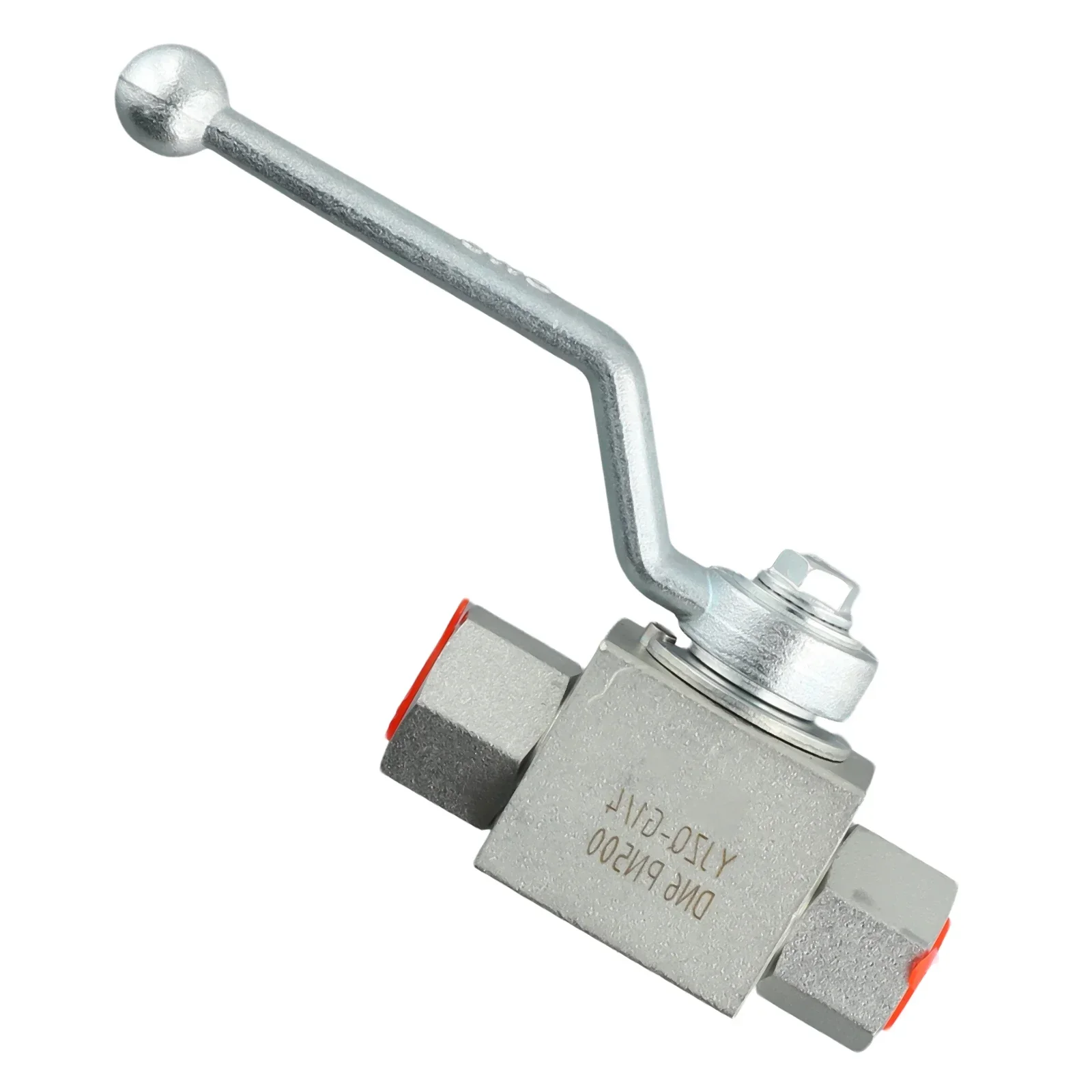 1pc 2-Way 500 Bar Carbon Steel High Pressure Hydraulic Ball Valve Gas Oil Water NPT Female Thread Hydraulic Valve Tool - 1/4\