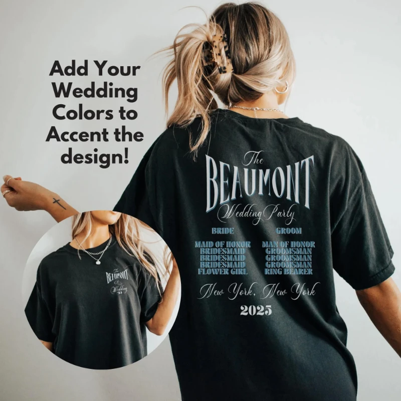 

Custom Concert Style Wedding Unisex Garment-dyed T-shirt, Bridal Party Shirt, Front and Back Design, Gift for Music Lovers, Uniq