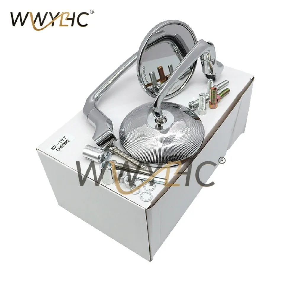 Motorcycle Modified Rearview Mirror Handlebar Mirror Retro Round Mirror Reflector Universal Dual-purpose Rearview