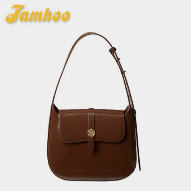 Jamhoo New Trendy Design Retro French Style Simple Bright Texture Women\'s Bag Magnetic Button Shoulder Underarm Bag сумка женск