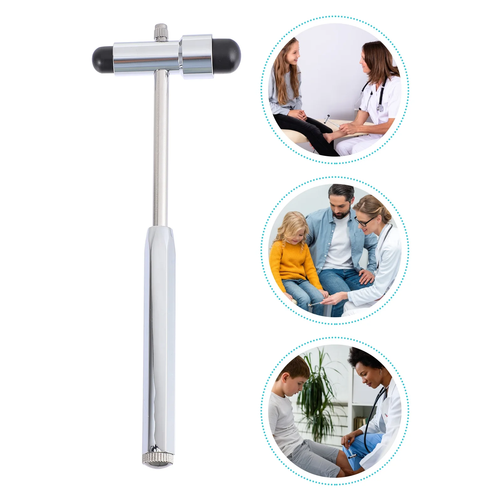 

Double-Headed Plexor Neurological Reflex Hammer Multi-Function T-Shaped Zinc Alloy Diagnostic Testing Hammer for Hospital Beauty