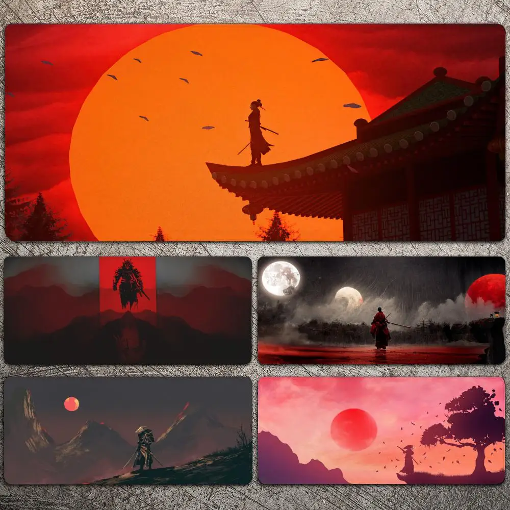 

Japanese Moon Samurai Mousepad Large Gaming Mouse Pad LockEdge Thickened Computer Keyboard Table Desk Mat