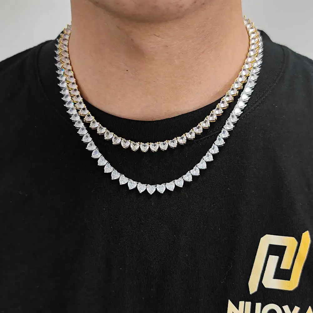DropShipping Heart Shape CZ Hip-Hop Tennis Chain Iced Out Bling Necklace For Women Girlfriend Valentine's Gift Fashion Jewelry