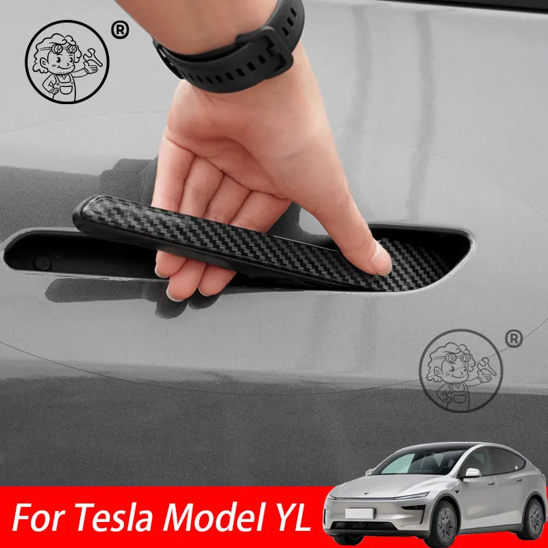 

For Tesla Model YL 2026 2027 Car Door Pull Doorknob Decoration Accessories Carbon Fibre Car Styling Protector Decoration