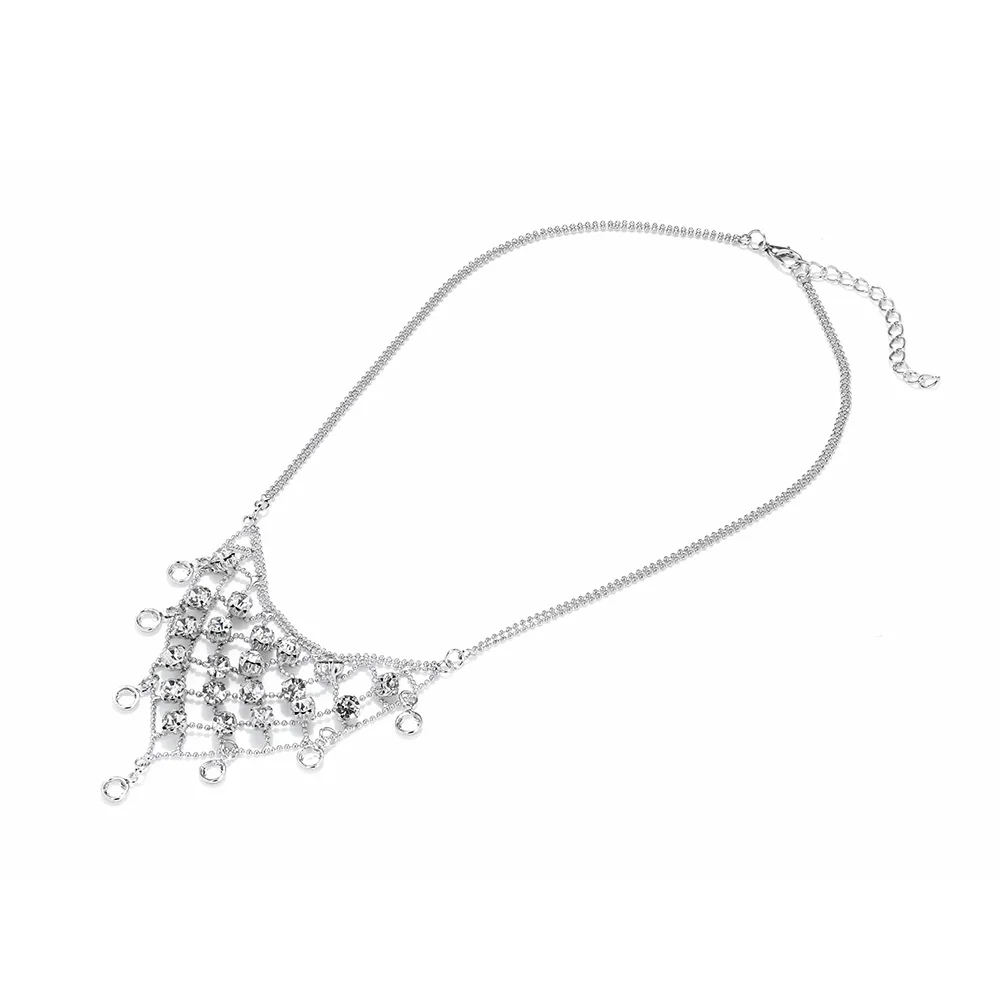 Vintage Metallketten Dreieckige Netzartige Strass-Charm-Halsketten für Frauen Festliche Schmuckgeschenke – Detail 6