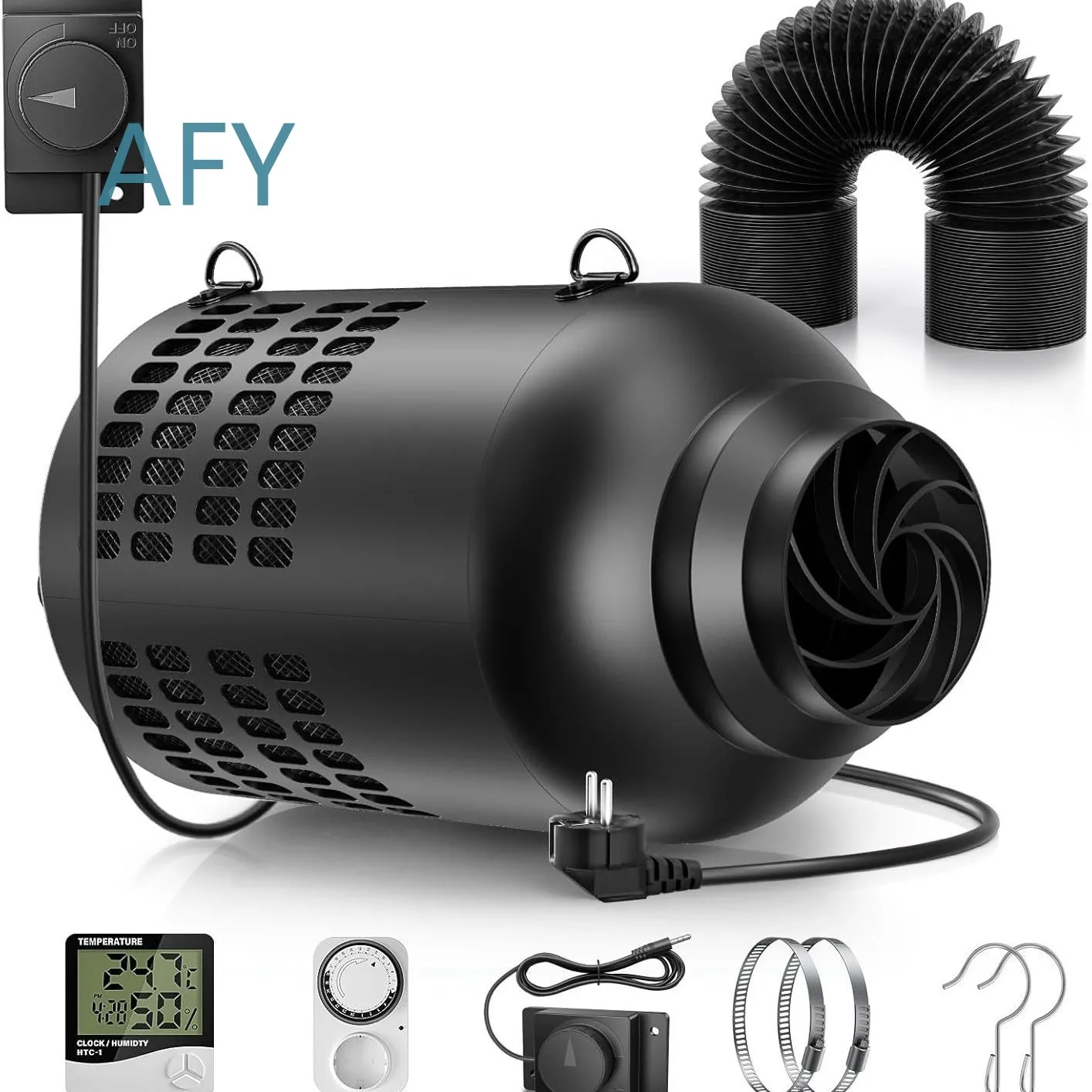 EC Duct Fan with Smart Timer Speed Control and Activated Carbon Filter for Odor Removal and Ventilation for Home Office