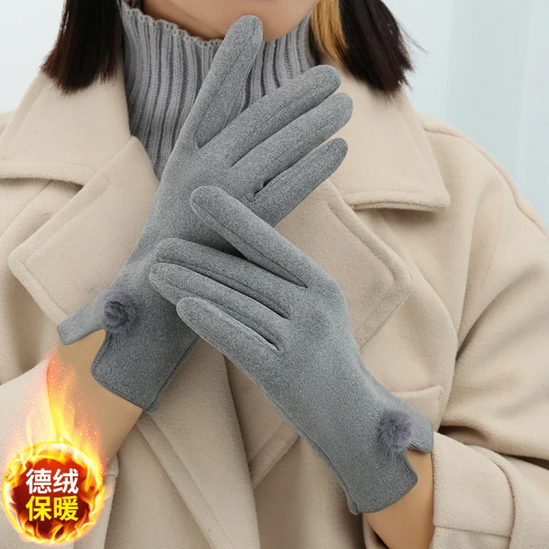 New Gloves for Women in Winter, Warm and Cute, Made of Velvet, with Split Finger Gloves for Cycling and Driving