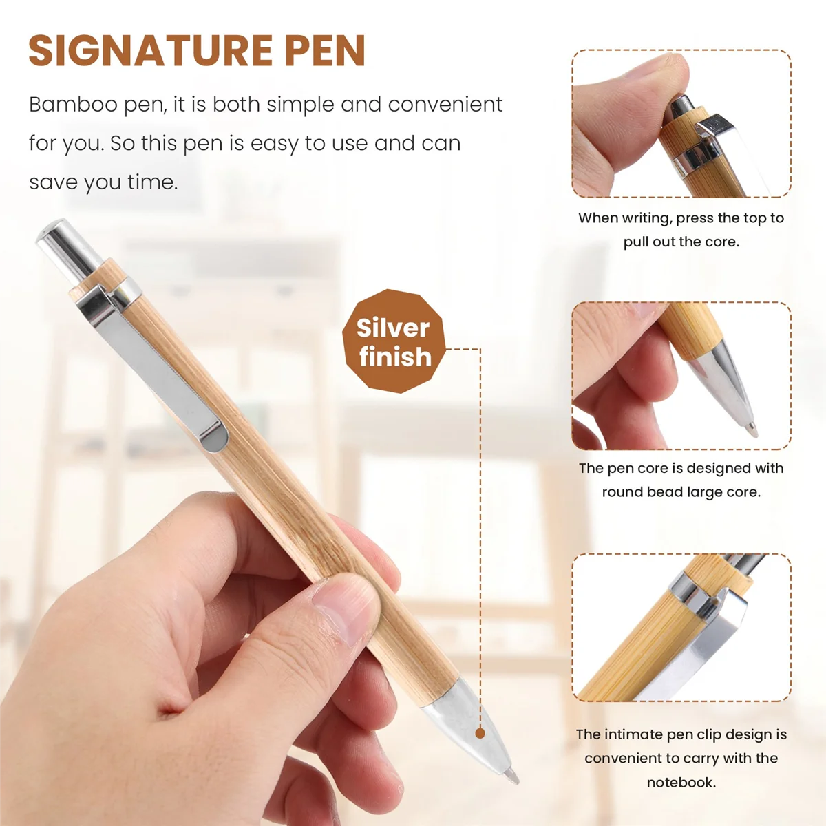 기타 볼펜 세트 대나무 나무 필기구, 10 개 세트