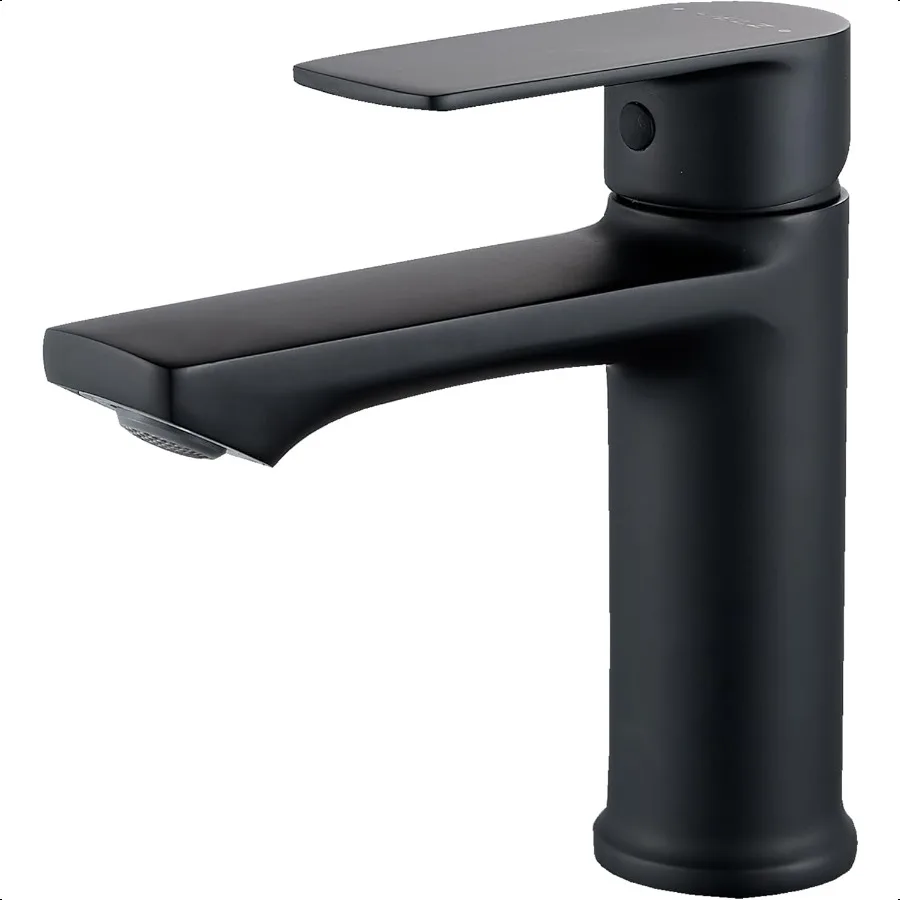 

Matte Black Single Handle Bathroom Sink Faucet Deck Mounted Modern One Hole Bath Sink Vanity Faucets