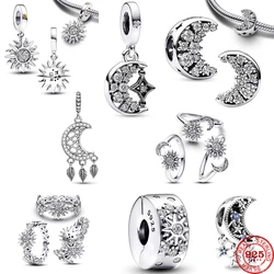 2024 New 925 Sterling Silver Moon & Sun like You & Me Charm Pendant Dangle Bead fit Original Pendant Bracelet Trinket For Women