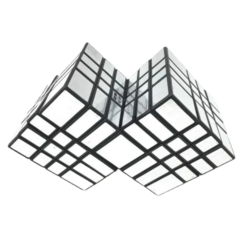 Calvin's Puzzle 4x4 Mirror Cube 4x4x4 Double Cube Black Body ze srebrną etykietą (Lee Mod) Cast Coated Magic Cube Toys dla dzieci