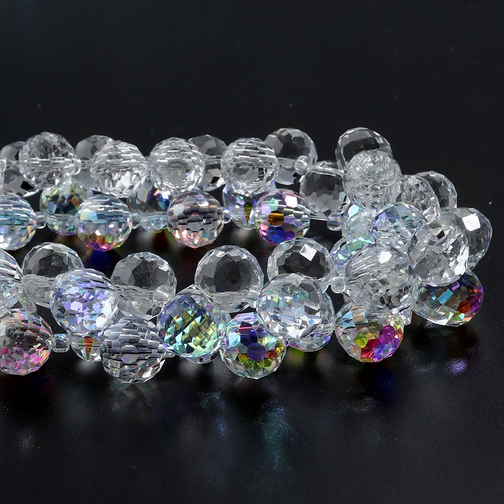 

6/8/10mm Austrian Crystal Glass Beads Transparent White AB Crystal Faceted Beads for DIY Needlework Beaded Decor Craft Supplies