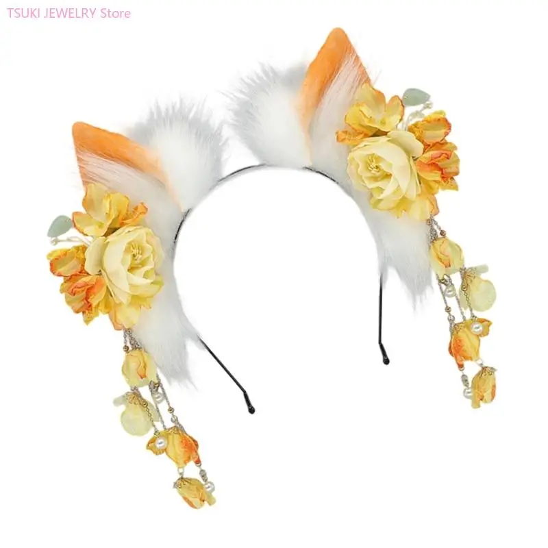 62KE ربطة شعر على شكل حيوان من القطيفة لأزياء الرسوم المتحركة بتصميم مرن وأغطية رأس مريحة لحفلات العروض المسرحية #5