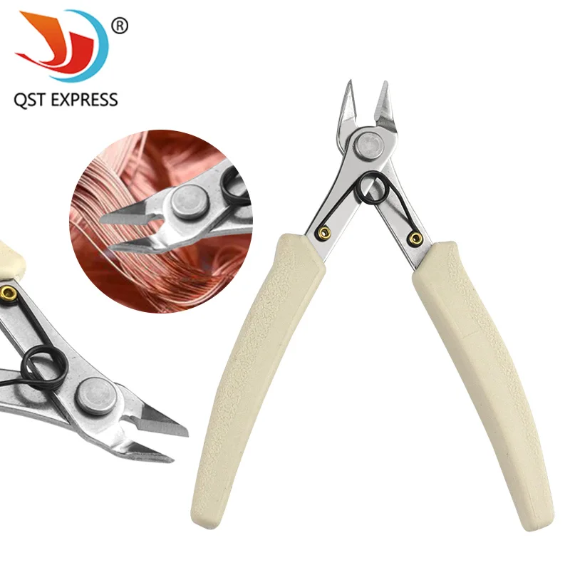 Stainless Steel Pointed Nose Pliers 45 # Steel Handle White Handle Diagonal Thread Cutting Pliers Hand Tools