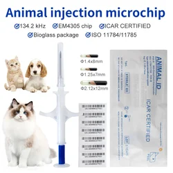 Jeringa Universal estándar para Microchip de mascotas, etiquetas de identificación de 15 bits para perro, gato y cerdo, ISO11784/5 FDX-B, 3 tamaños, 134,2 KHz, 10 paquetes