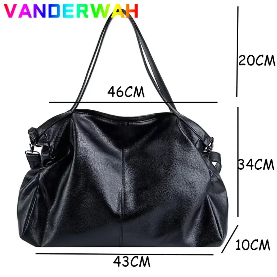 Grote zwarte schouder crossbody tassen voor dames Hobo Shopper Sac Effen kleur Kwaliteit PU lederen handtas Dame reistas