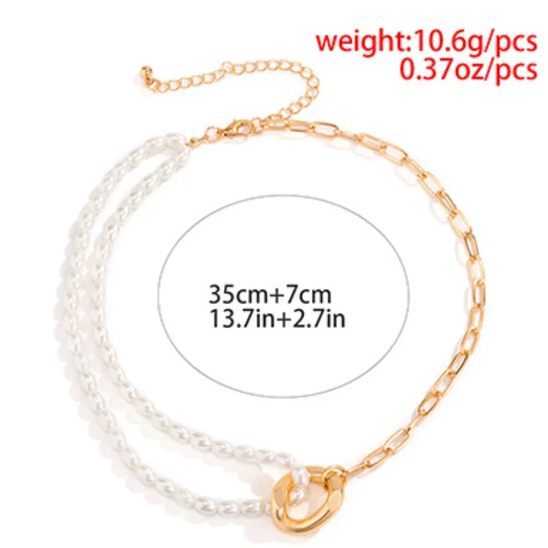 Trendy Jewelry Simulated Pearl Necklace 2024 New Trend Vintage Metal Gold Color Necklace For Women Party Gifts Fine Accessories