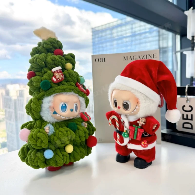 جديد مناسبة ل Labubu الملابس V1/V2/V3 الجيل 17 سنتيمتر دمية عيد الميلاد زي الأصلي الكروشيه شجرة عيد الميلاد ملابس دمى