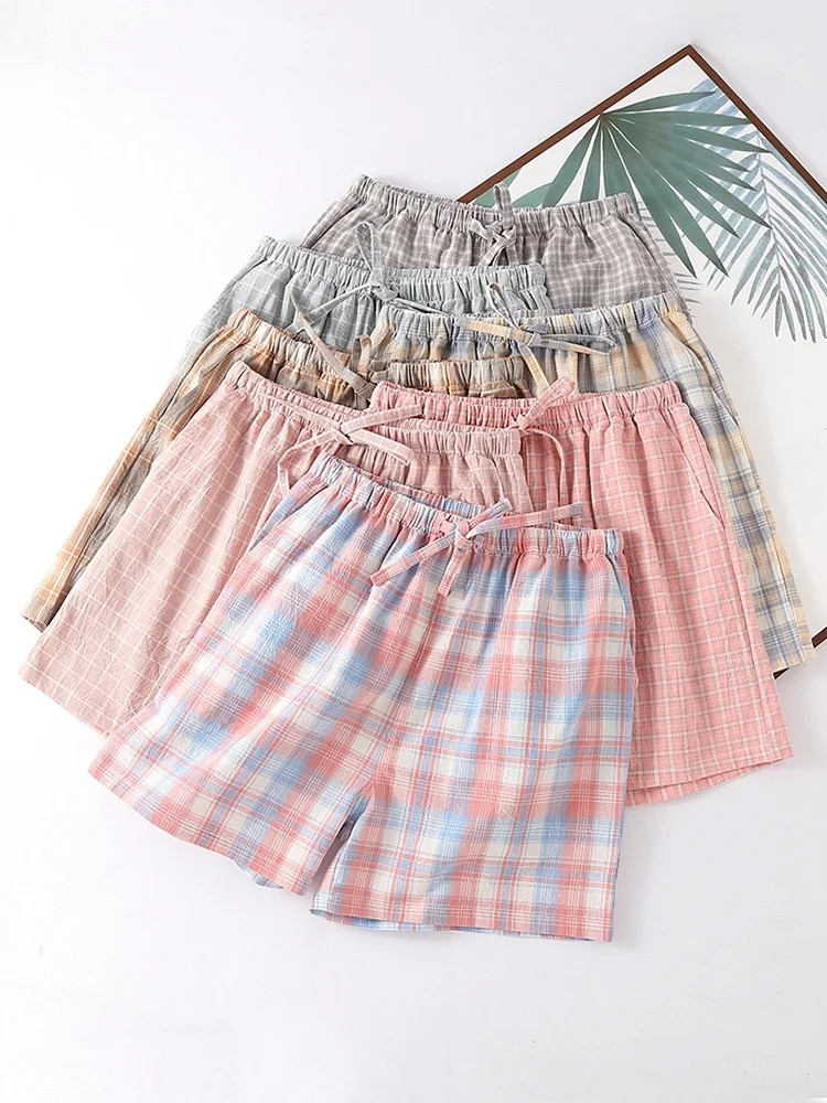 

Couples Cotton Pajama orts Lightweight Summer Casual Plaid All Cotton Home Pants Women's Sle Comfortable Breathable Sp...