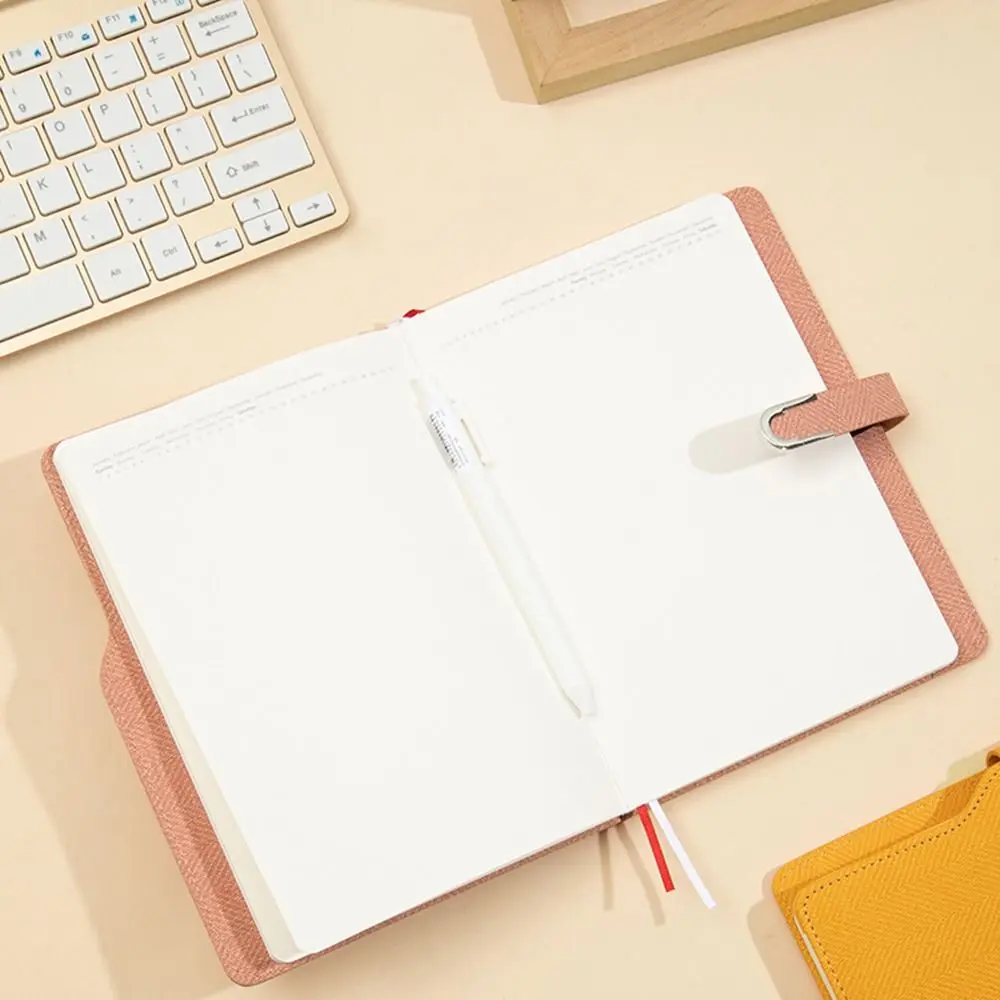 

200 Pages A5 Notepad U-Shaped Magnetic Buckle Thickened Paper Business Office Notebook PU Leather Cover Horizontal Line Diary