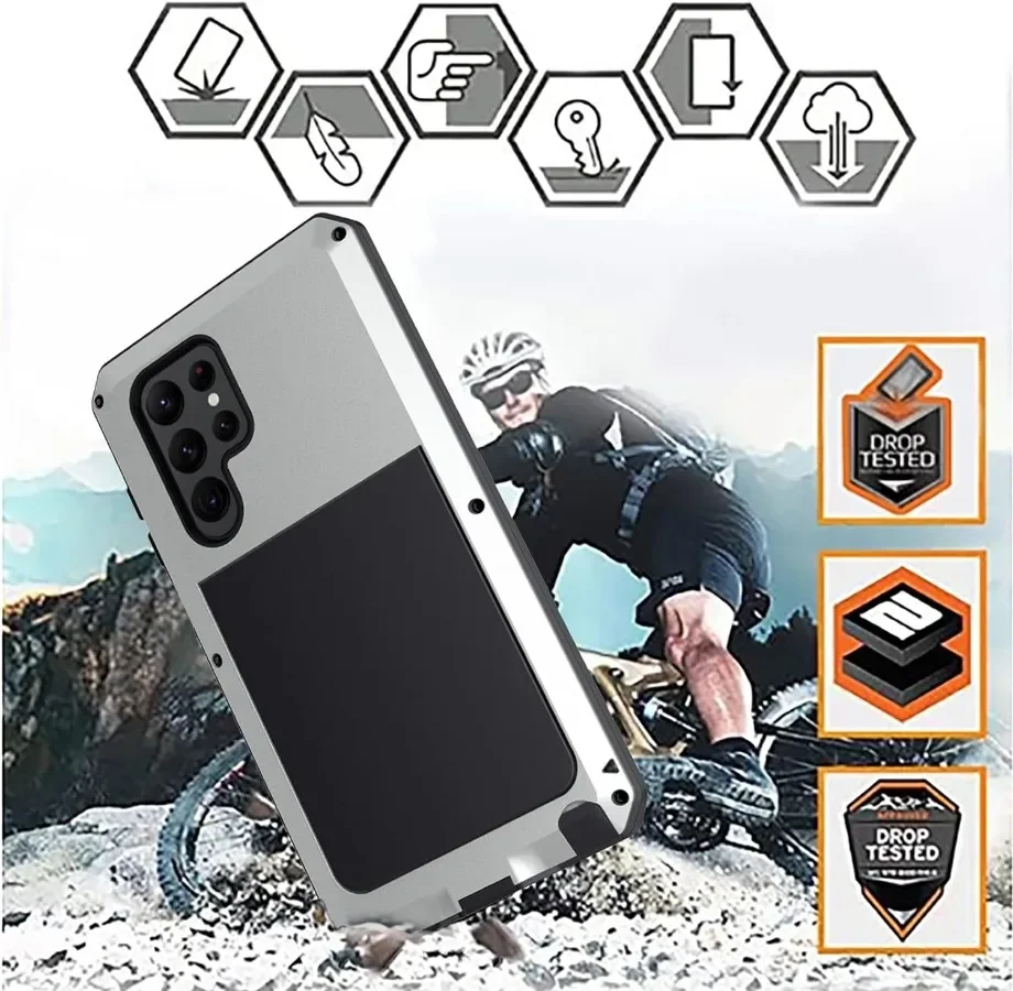 Aluminum armored case for the Galaxy S24Ultra S24 Plus military shock-proof dust scratch-proof covered soft screen film