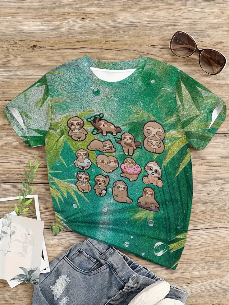 ملابس جرلي، ملابس علوية عصرية للأطفال الصغار، ملابس صيفية بأكمام قصيرة، تي شيرت لطيف للأولاد، ملابس برقبة دائرية، ملابس لطيفة للأولاد