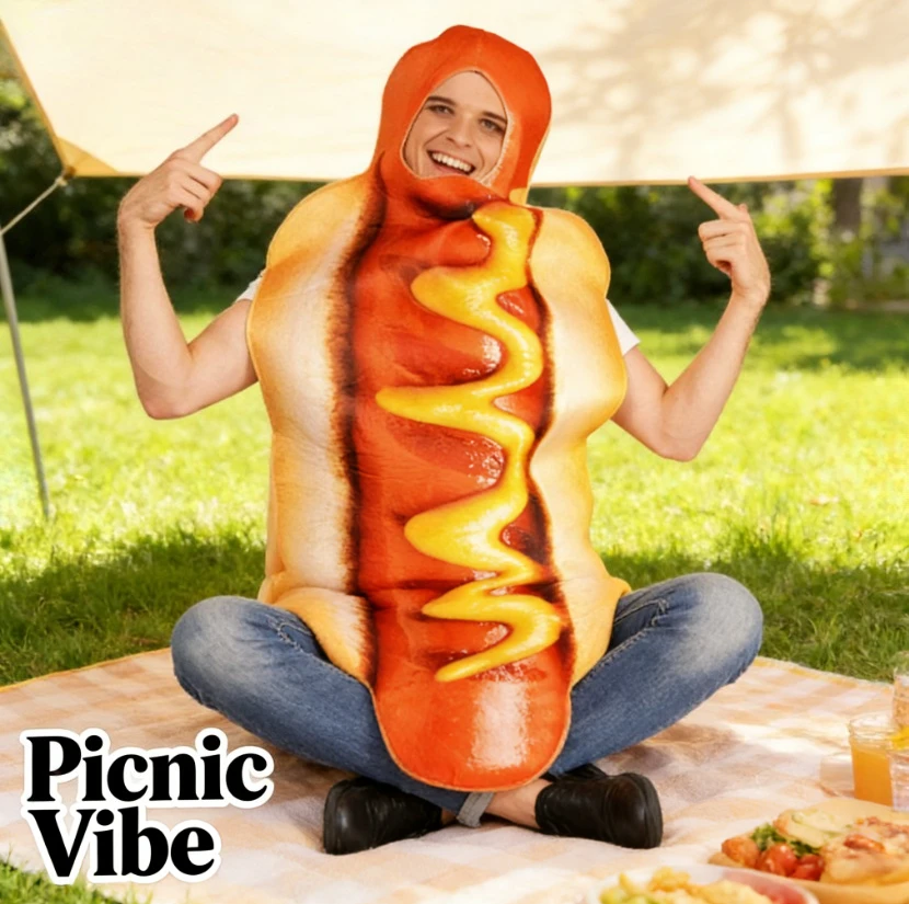 

Костюм хот-дога для взрослых, забавный комбинезон, наряд для косплея, для выступлений на сцене, для вечеринок, для переодевания