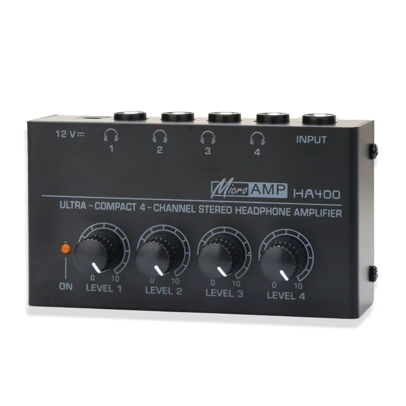 Behringer HA400 Amplificador de fone de ouvido Ultra compacto Amplificador de fone de ouvido estéreo Amplificador de áudio de música de 4 canais Jack de 6,35 mm ﻿