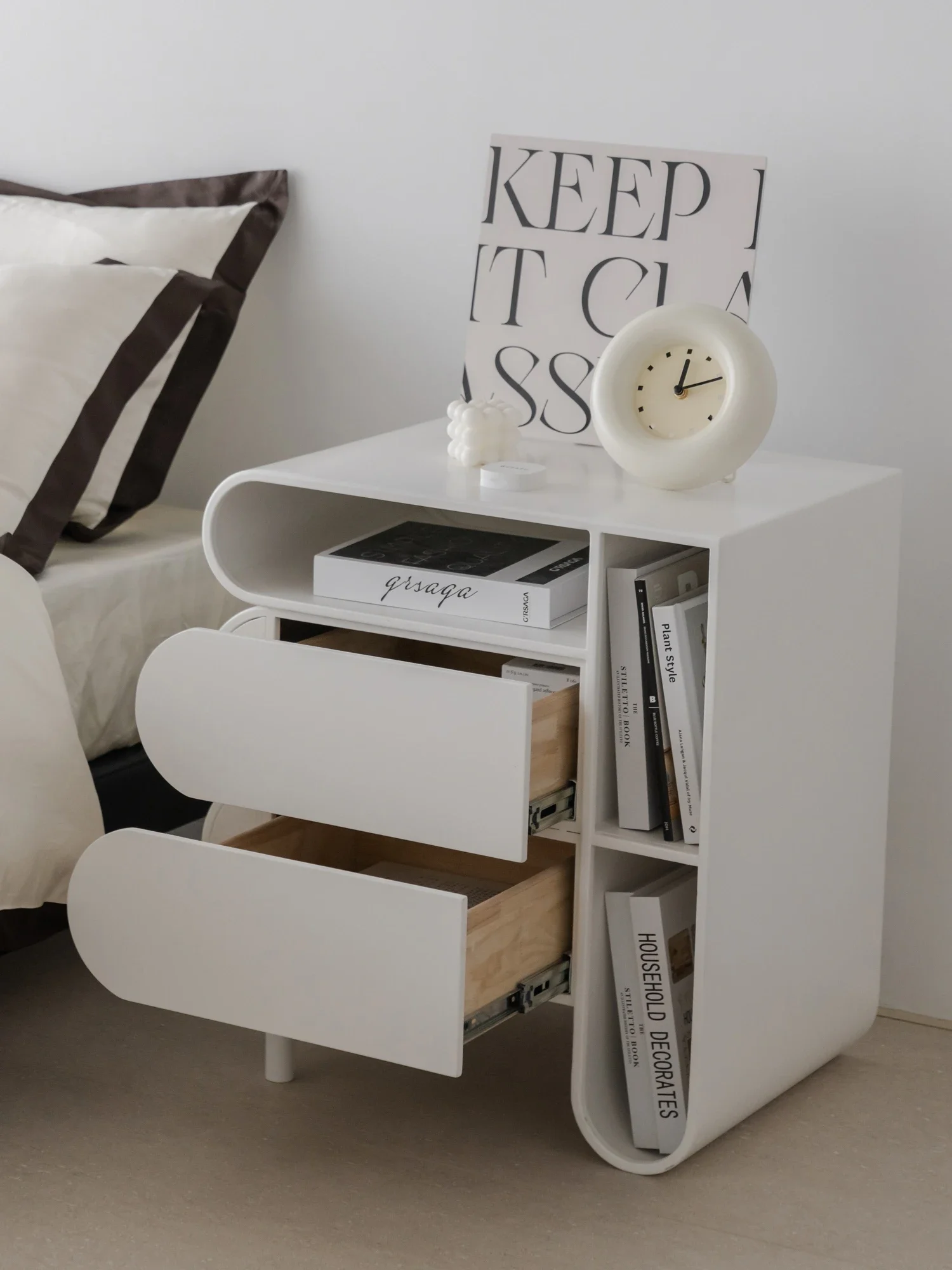 Nordic Luxury White Bedside Table Modern Small Edge Living Room Small Storage Cabinet Sofa Side Table Nightstands Furniture