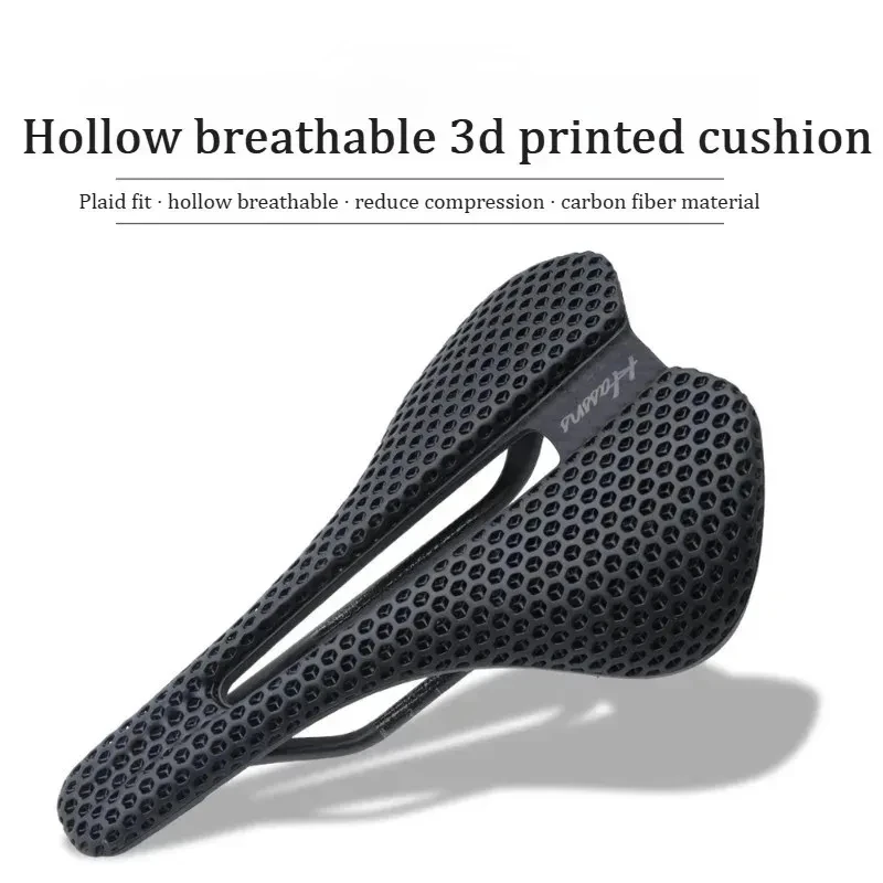 Hollow Breathable Carbon Fiber 3D Printed Racing Saddle Short Nose Cycling Seat for Road Mountain Bikes