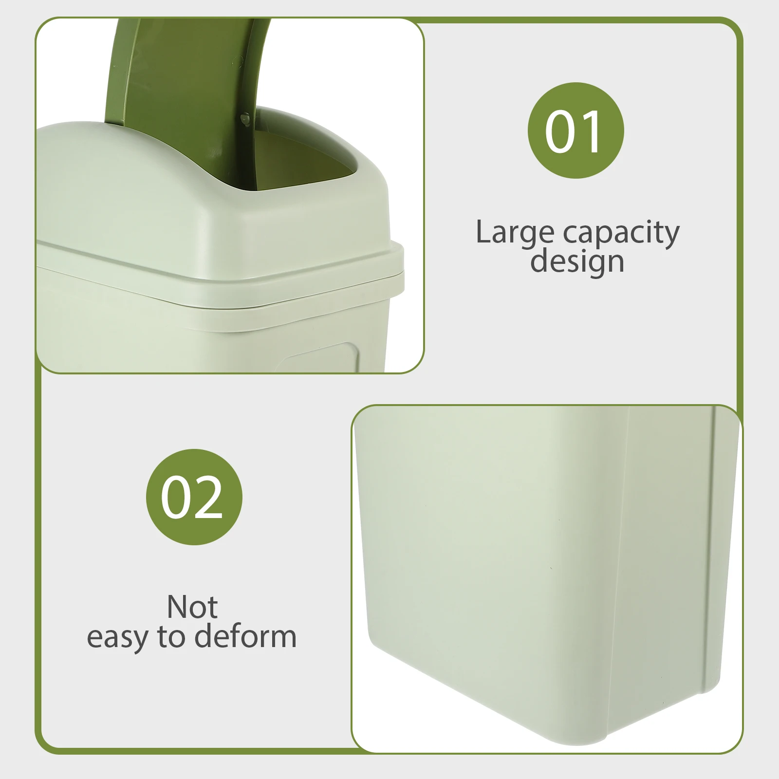 

Large Capacity Swing Trash Can Thick Plastic Garbage Bin Household Kitchen Bathroom Simple Design Flip Lid Dustbin For Home