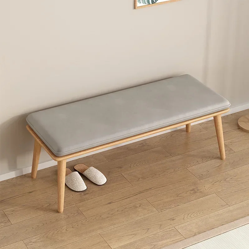 Bienvenido a casa, taburete de madera maciza para zapatos, diseño de tipo para sentarse, bolso suave largo, muebles de pasillo que se mezclan el estilo con practicidad