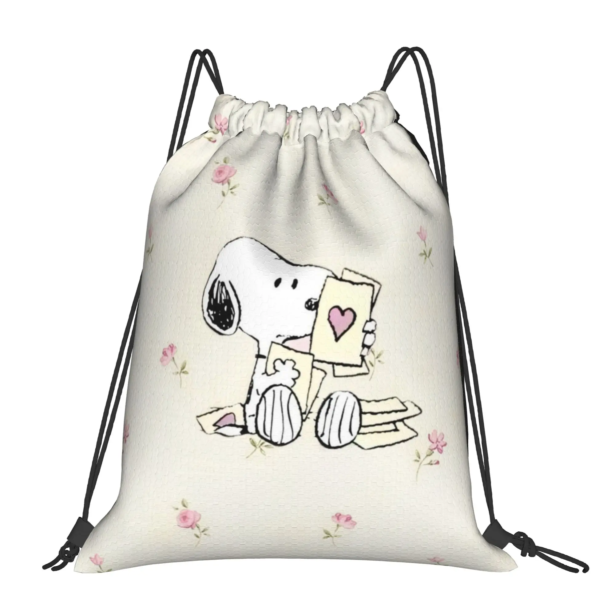 S-Snoopys Loving Gesture Backpack Drawstring Sports Bags Gym Bag Water Resistant String Sackpack for Cycling 36cm (W) x 43cm (H)