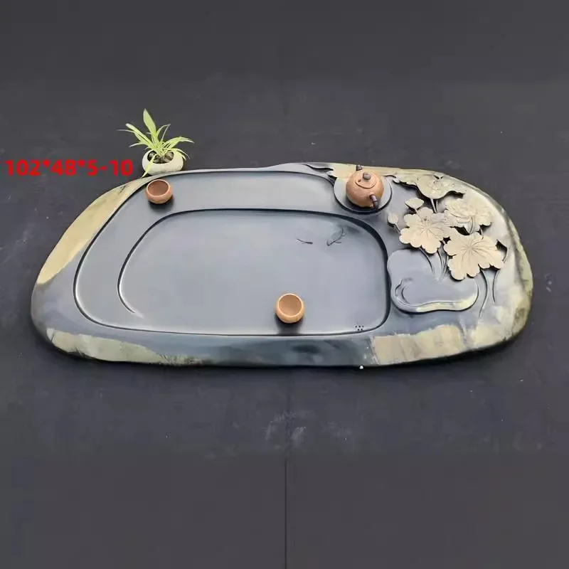 Stone material solid color stone material tea sea natural rough stone boutique minimalist tea set movable tea tray