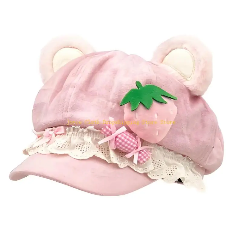 Japanese Bear Ear Hat Cabbie Cap for Daily Styling and Theme Event 10CD